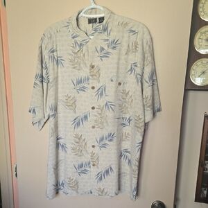 WfF silk Tropical Leaf Print Button-Up Shirt